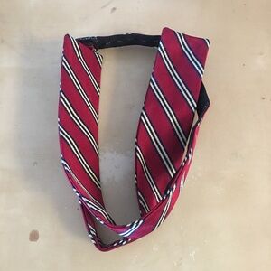 J. Press silk Burlington knot bow tie red and blue stripe preppy yale